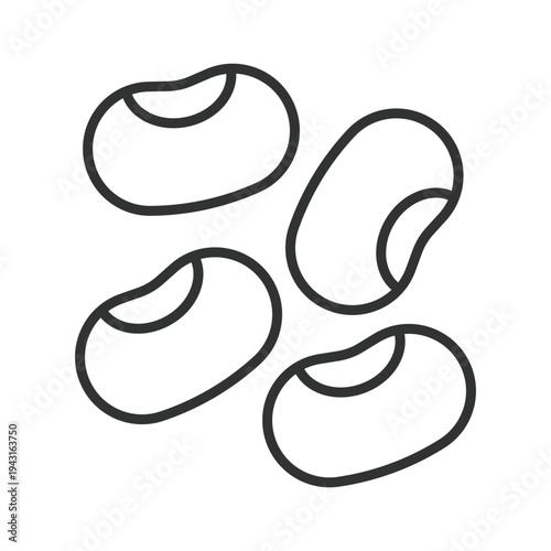 Beans icon in line design. beans legume food ingredient fresh organic protein healthy farm market cooking vegan vegetarian nutrition on white background vector. beans editable stroke icon