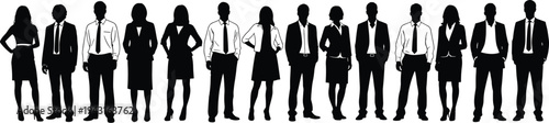 Business team silhouettes, corporate workforce, professional group, office staff, diversity, teamwork, collaboration, leadership, organization, unity, management