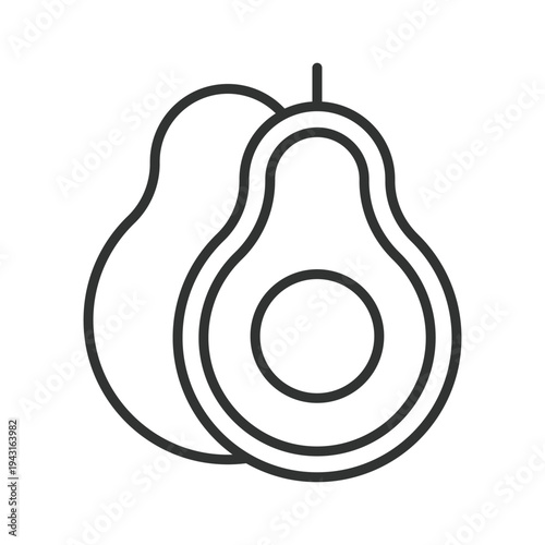 Avocado icon in line design. avocado fruit healthy food fresh organic vegan nutrition superfood farm market ingredient on white background vector. avocado editable stroke icon