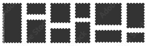Set of blank rectangle and square Postage stamp frames. Postage stamp vector icons.Blank postage stamps borders vector set. Mockup postage stamps ,Postage stamp set, templates
