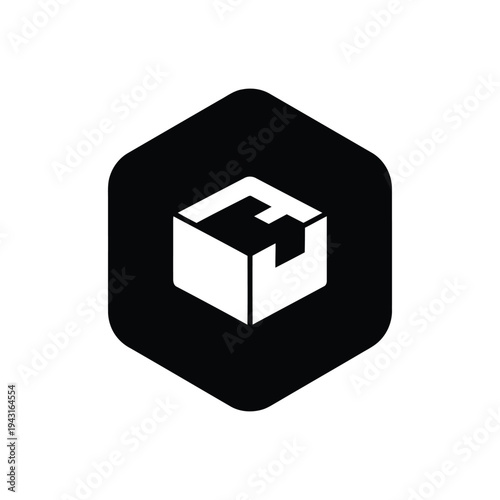 Three dimensional cube icon graphic illustration.