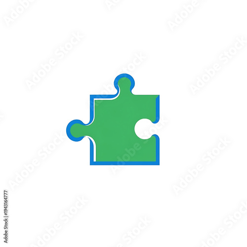 Green Puzzle Piece Icon Graphic Element.