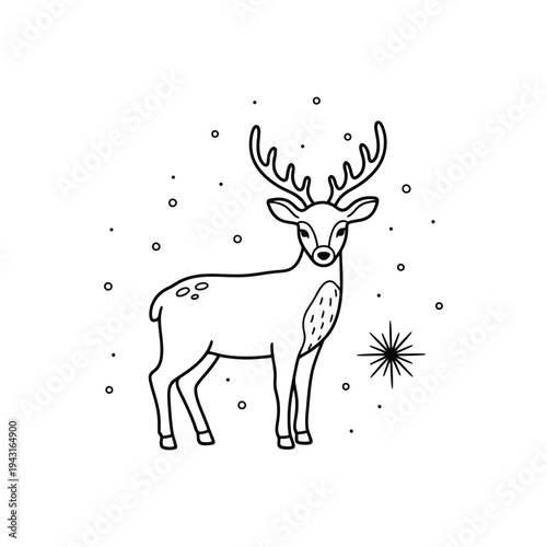 Elegant deer standing with antlers in profile.