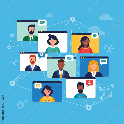 Diverse Group of People Connected Online.