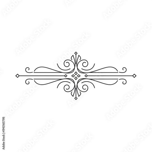Elegant Black Floral Ornament Design Element.