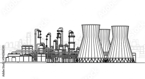 Nuclear Power Plant Illustration.