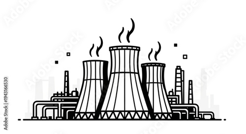 Nuclear Power Plant Illustration.