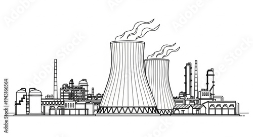 Nuclear Power Plant Illustration.