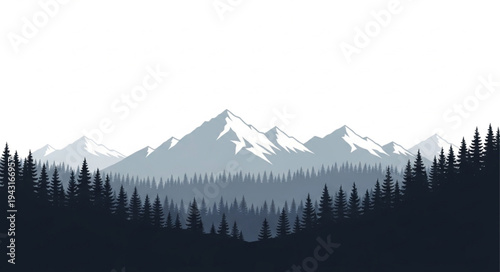 Mountain Range with Snowy Peaks.
