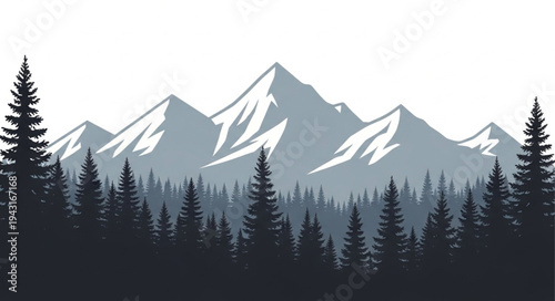 Mountain Range with Snowy Peaks.