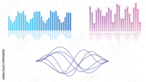 Neon Audio Visualizer Vector Set: Music Equalizer and Sound Waves