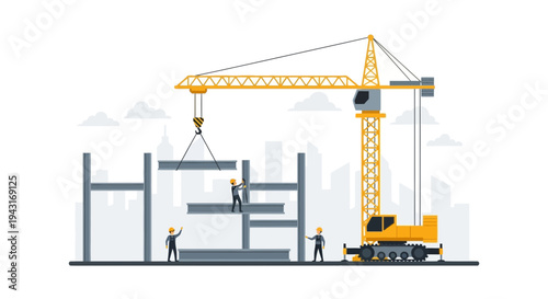 Construction Site with Crane and Workers 5.