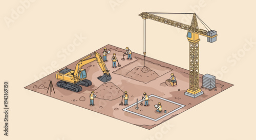 Construction Site with Crane and Workers 7.