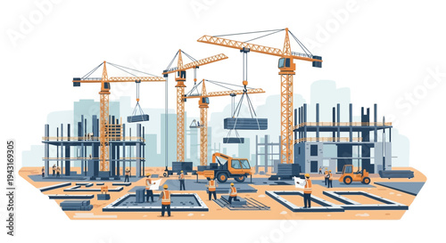 Construction Site with Cranes and Buildings 3.