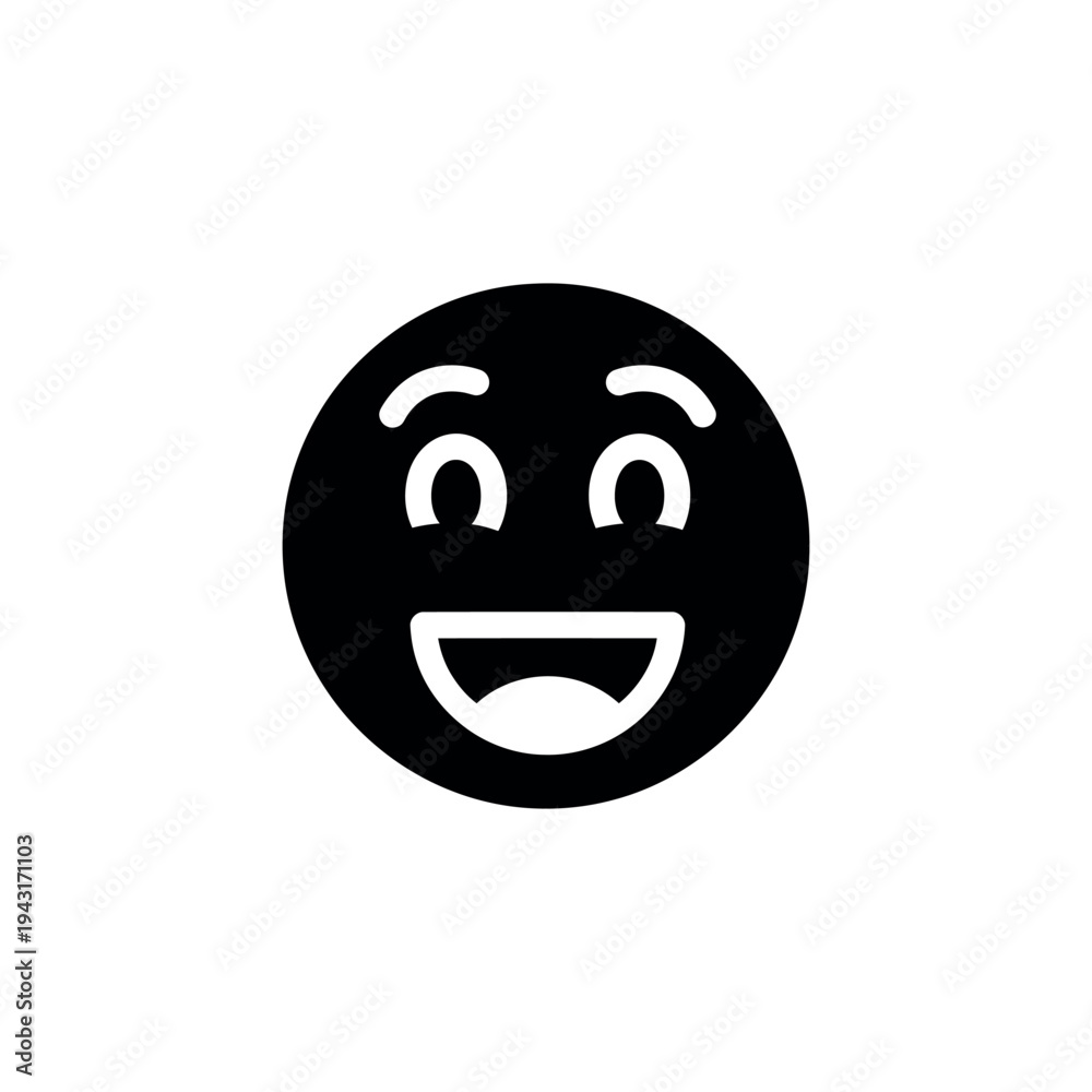 Obraz premium Black Smiling Face Emoji with Eyes.