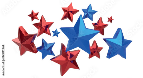 Scattered red and blue stars creating a festive and celebratory pattern