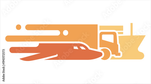 Logistics icon set featuring plane truck and cargo ship art