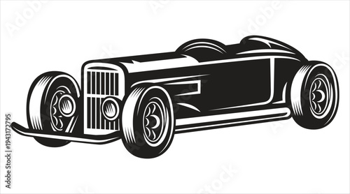 Classic hot rod racing car vintage silhouette vector style