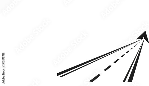 A stylized arrow shaped road leading upwards to a point in the distance