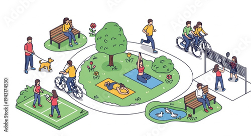 People Enjoying Park Activities Together.