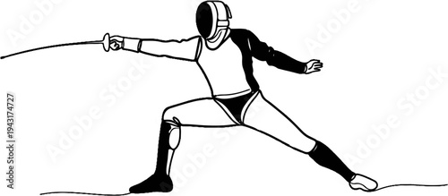 Silhouette of a fencer in mid-lunge with sword extended