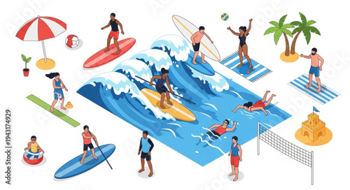 People Enjoying Water Activities Together.