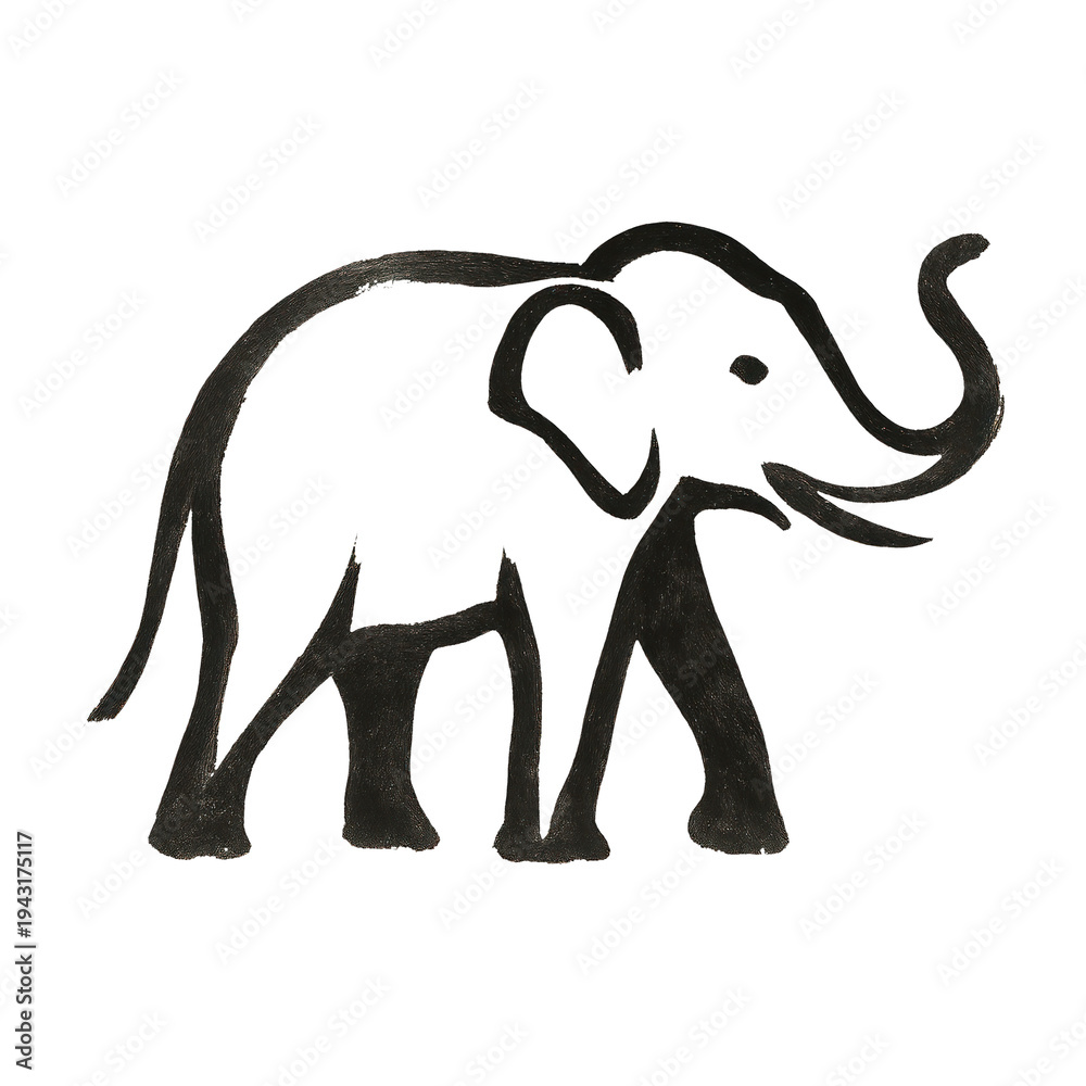 Obraz premium PNG Minimalist elephant ink illustration.