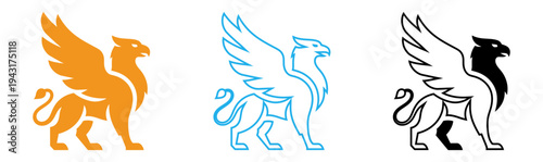 Winged lion silhouettes