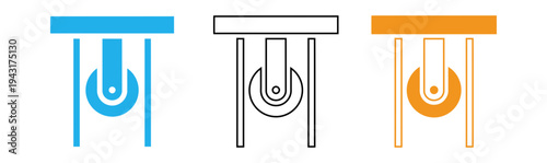 Three colorful table icons with abstract designs