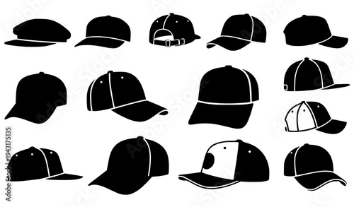 Black Hat and Baseball Cap Silhouette Vector Pack