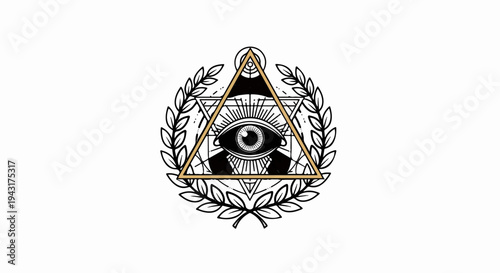All-seeing eye within a triangle and laurel wreath