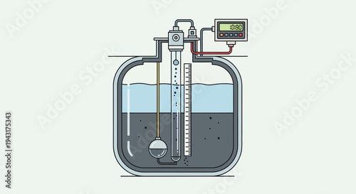 Industrial Tank Level Monitoring System Illustration.