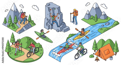 Outdoor Adventure Activities in Mountains.