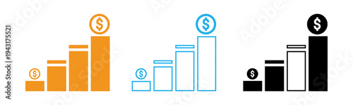 Financial growth bar charts with dollar signs