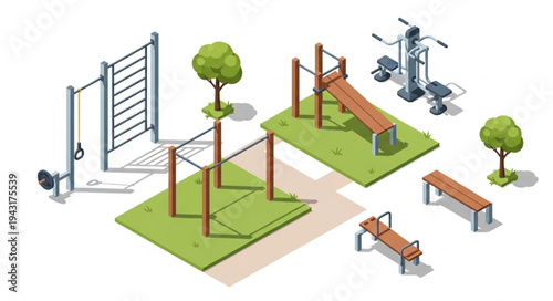 Outdoor Fitness Equipment and Park.