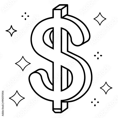 Modern Dollar Sign Icon Vector – Clean Financial Symbol for Design & Branding