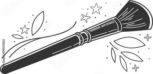  An expertly crafted makeup brush, set against a backdrop of decorative elements, embodies artistry and beauty, perfect for beauty and cosmetics related projects.