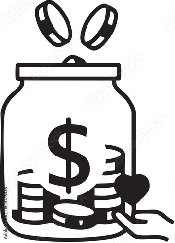 vector illustration of a jar with a dollar sign