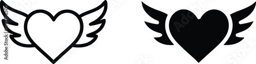 Two heart icons with wings on a white background