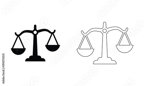 Scales of justice symbol in black and white