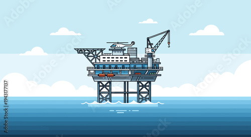 Offshore Oil Rig Platform in the Ocean.