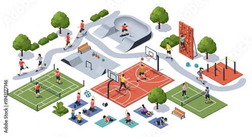 Outdoor Fitness Park with Various Facilities.