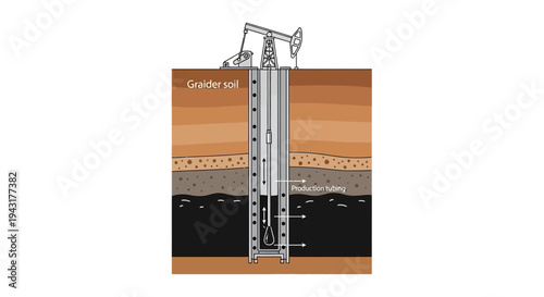 Oil Pumpjack Mechanism Extracting Crude Oil from Underground Reservoir.