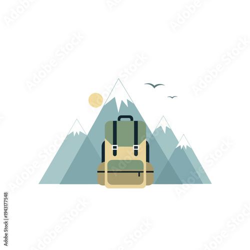 Backpack with Pockets and Straps Illustration.