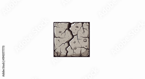 Cracked stone block with irregular fissures and rough texture