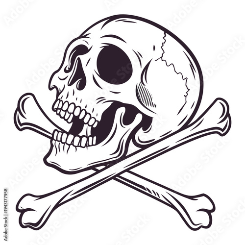 Bold Skull and Crossbones Vector Illustration – Pirate Symbol Graphic Design
