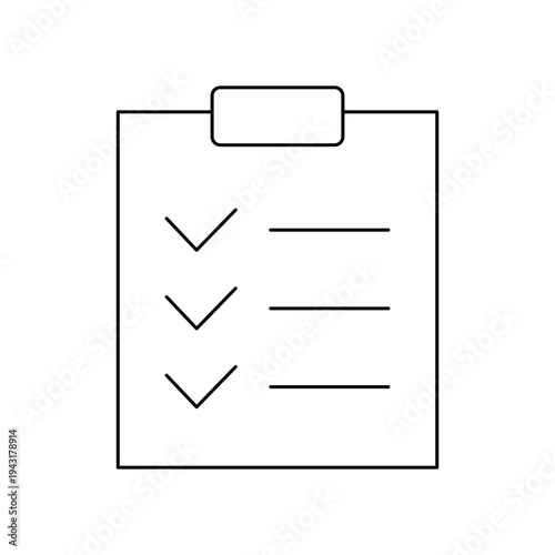 Business strategy note checkbook document file icon symbol outline line thin editable stock vector sign illustration
