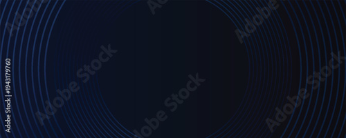 Blue abstract background with glowing circles. Swirl circular lines pattern. Geometric spiral. Twirl element. Modern graphic design. Futuristic technology concept.