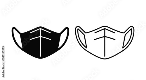 Two face masks one black and one white in a simple silhouette