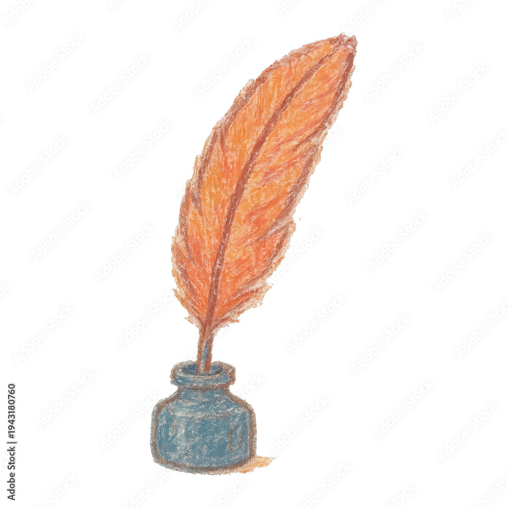 Naklejka premium PNG Vintage quill ink drawing illustration.